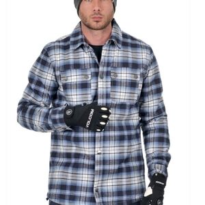 Volcom Blue Plaid Haines Flannel Shirt Jacket